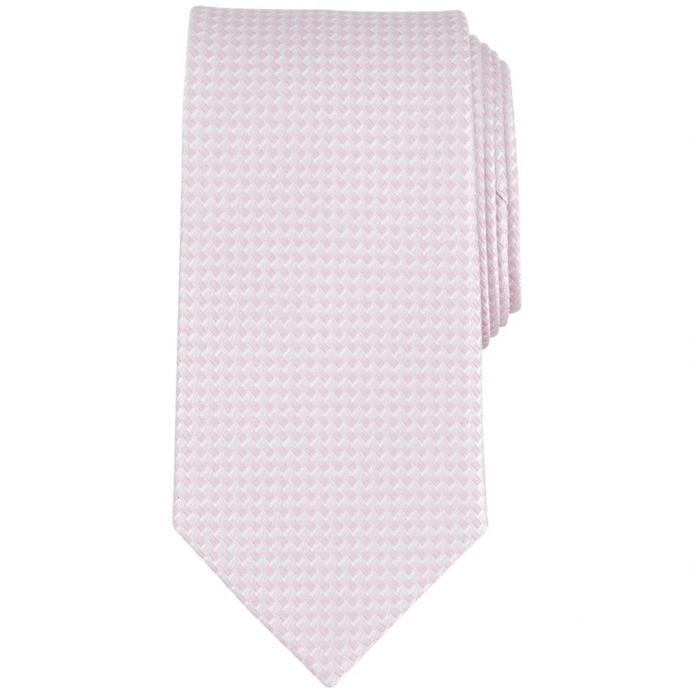 Michael Kors Mens Tie One Size Pink Exeter Mini Pattern Silk Blend Necktie NWT
